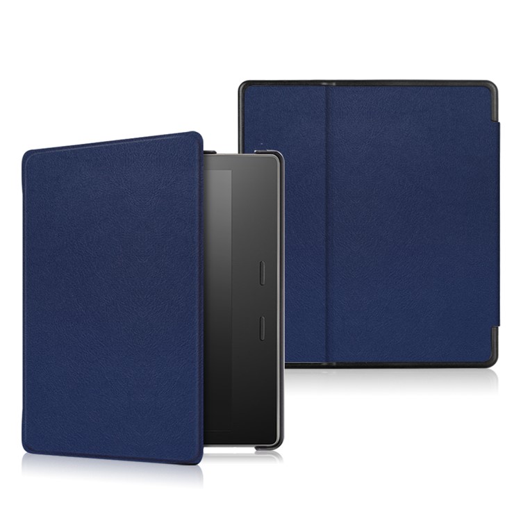Folio Smart Leather Cover Protector for Amazon Kindle Oasis 7-inch (2017) - Dark Blue-1