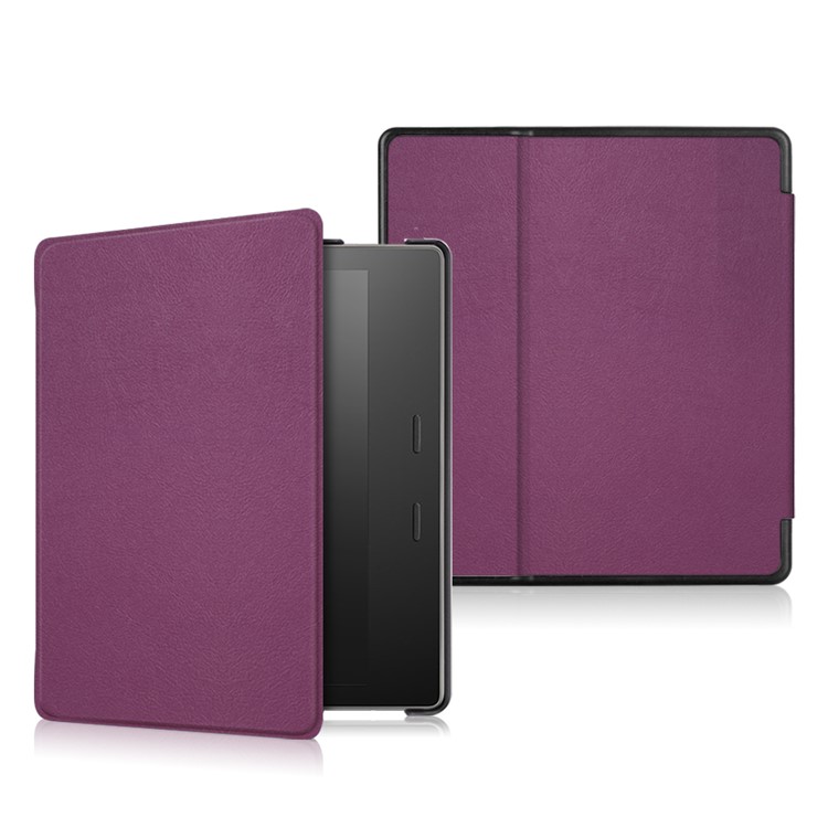Folio Smart Leather Protection Shell Case for Amazon Kindle Oasis 7-inch (2017) - Purple-1