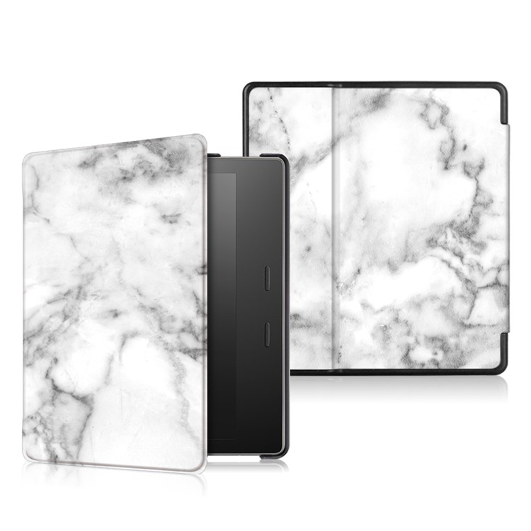 Patterned Leather Flip Case for All-New Amazon Kindle Oasis 7 (2017) - Marble Pattern-1