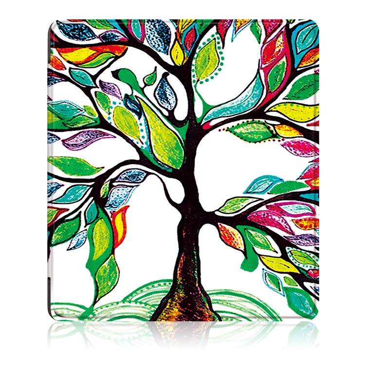 Patterned Leather Flip Smart Cover for All-New Amazon Kindle Oasis (2017) - Colored Tree Painting-2