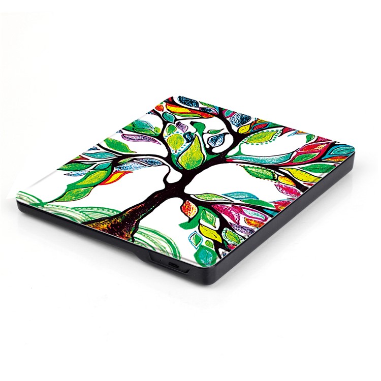 Patterned Leather Flip Smart Cover for All-New Amazon Kindle Oasis (2017) - Colored Tree Painting-5