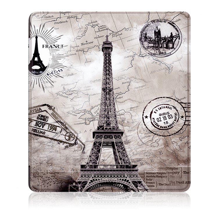Patterned Leather Smart Protection Cover for Amazon Kindle Oasis (2017) - Eiffel Tower and Map-2