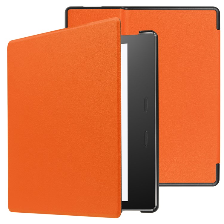 Folio Leather Casing Cover for Amazon Kindle Oasis 7-inch (2017) - Orange-1