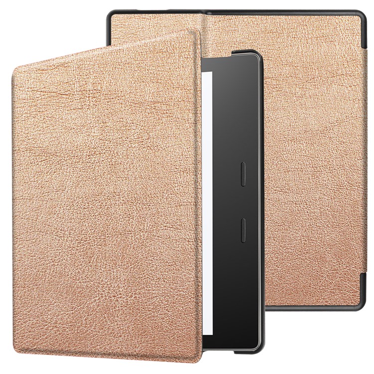 Folio Leather Protection Cover for Amazon Kindle Oasis 7-inch (2017) - Gold-1