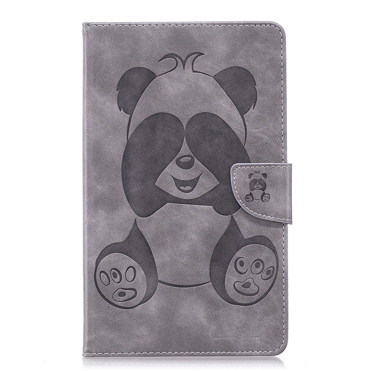 Imprint Panda Wallet Leather Stand Tablet Cover for Amazon All-New Fire 7 (2017) / Fire 7 (2015) - Grey-2