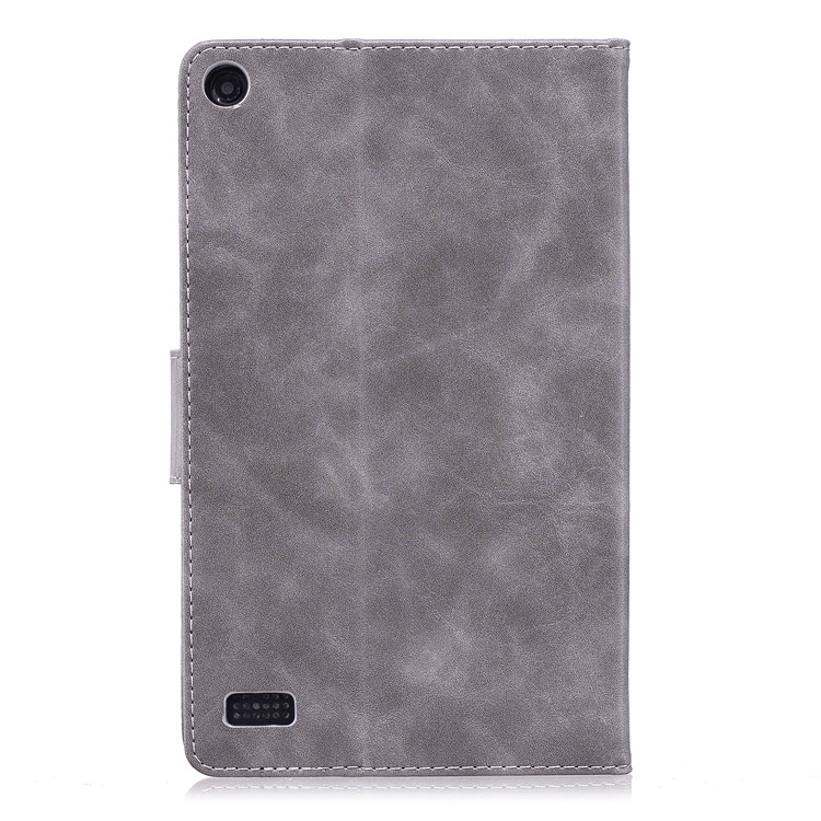 Imprint Panda Wallet Leather Stand Tablet Cover for Amazon All-New Fire 7 (2017) / Fire 7 (2015) - Grey-3