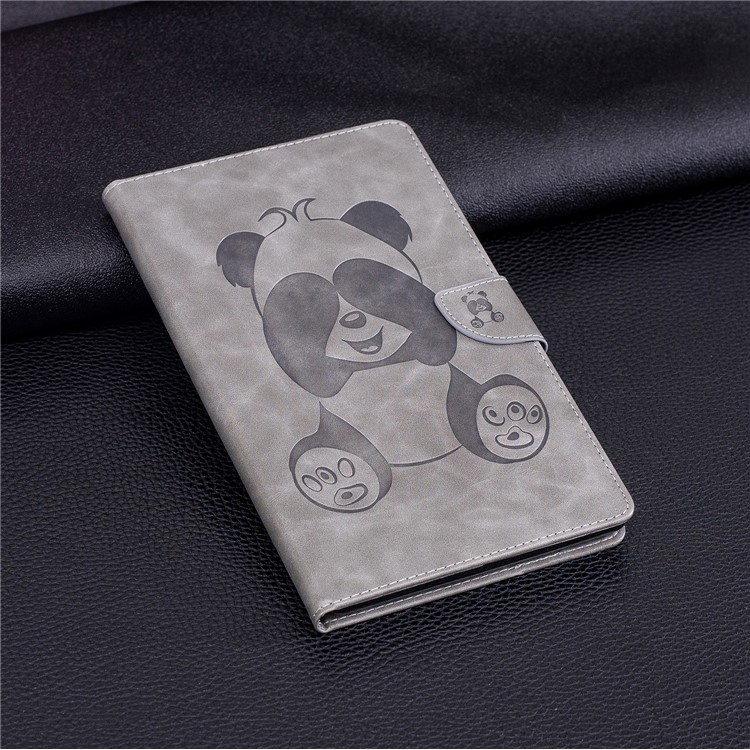 Imprint Panda Wallet Leather Stand Tablet Cover for Amazon All-New Fire 7 (2017) / Fire 7 (2015) - Grey-4