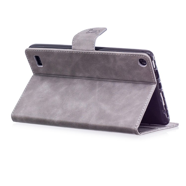 Imprint Panda Wallet Leather Stand Tablet Cover for Amazon All-New Fire 7 (2017) / Fire 7 (2015) - Grey-5