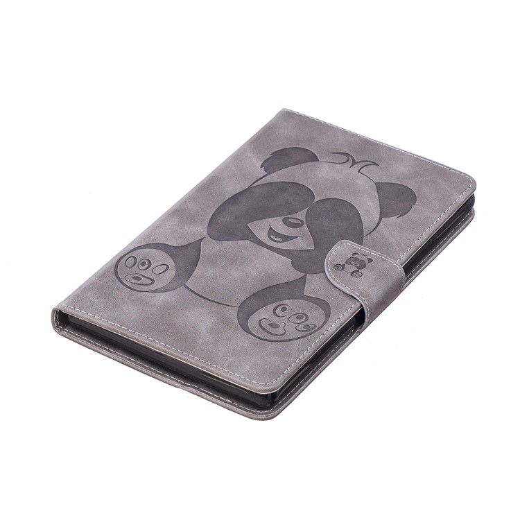 Imprint Panda Wallet Leather Stand Tablet Cover for Amazon All-New Fire 7 (2017) / Fire 7 (2015) - Grey-7