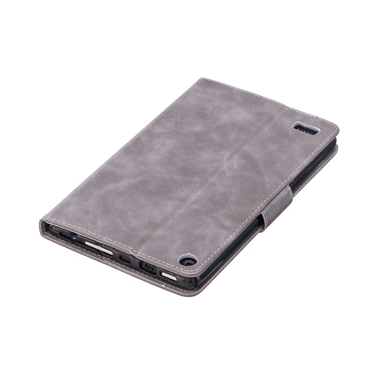 Imprint Panda Wallet Leather Stand Tablet Cover for Amazon All-New Fire 7 (2017) / Fire 7 (2015) - Grey-8