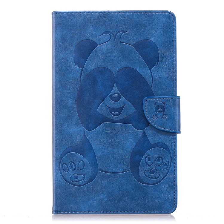 For Amazon All-New Fire 7 (2017) / Fire 7 (2015) Imprint Panda PU Leather Wallet Stand Casing - Blue-2