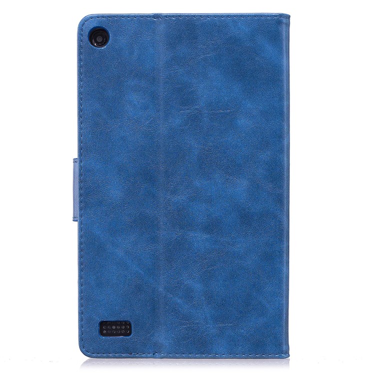 For Amazon All-New Fire 7 (2017) / Fire 7 (2015) Imprint Panda PU Leather Wallet Stand Casing - Blue-3