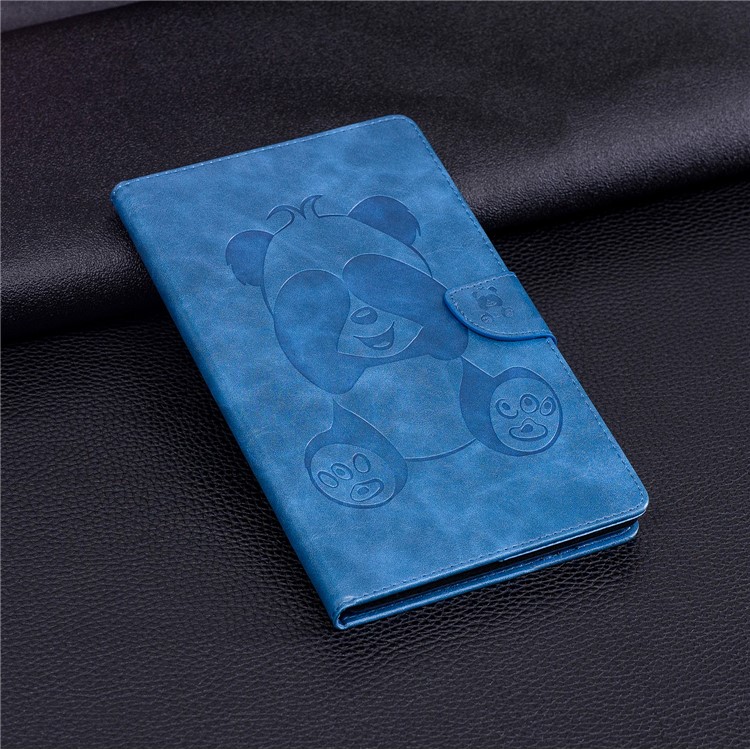 For Amazon All-New Fire 7 (2017) / Fire 7 (2015) Imprint Panda PU Leather Wallet Stand Casing - Blue-4
