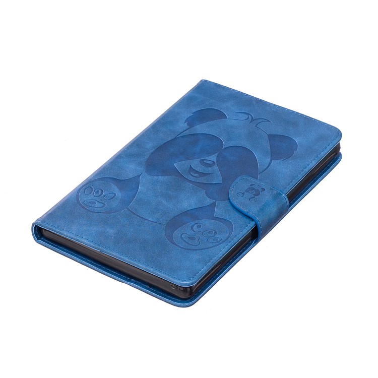 For Amazon All-New Fire 7 (2017) / Fire 7 (2015) Imprint Panda PU Leather Wallet Stand Casing - Blue-7