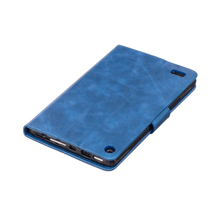 For Amazon All-New Fire 7 (2017) / Fire 7 (2015) Imprint Panda PU Leather Wallet Stand Casing - Blue-8