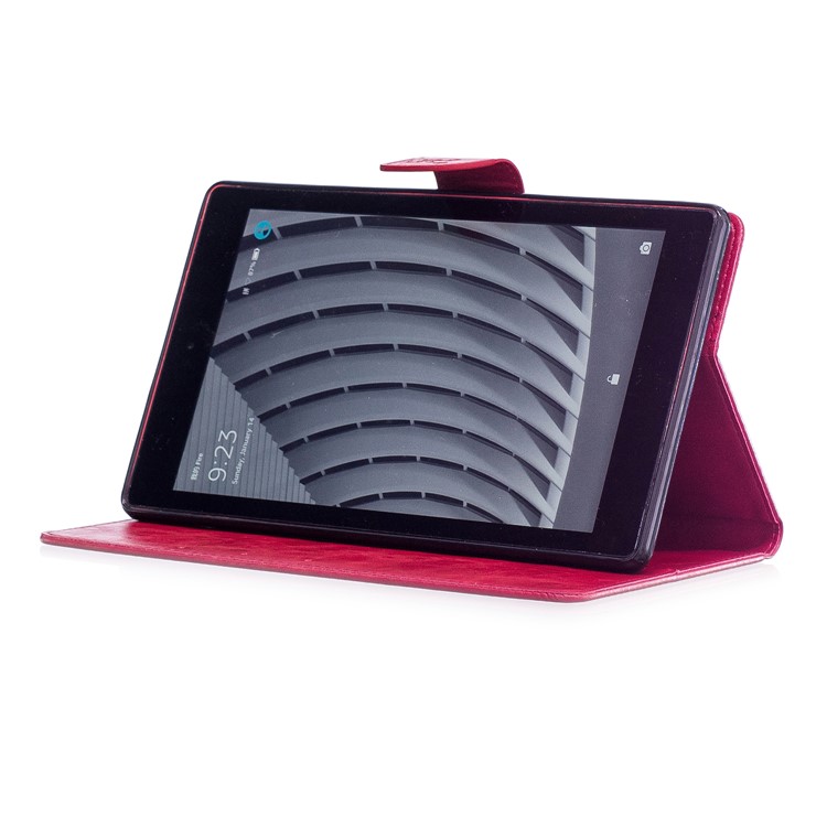 Imprint Panda Wallet Leather Stand Tablet Shell for Amazon All-New Fire HD 8 (2017)/Fire HD 8 (2016) - Red-6