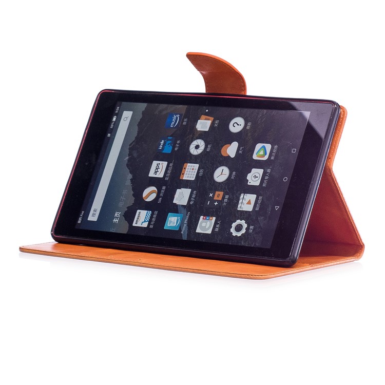 Imprint Panda Wallet Leather Stand Tablet Casing for Amazon All-New Fire HD 8 (2017)/Fire HD 8 (2016) - Brown-6