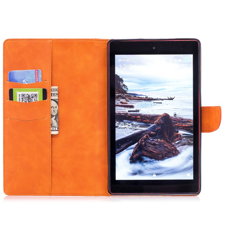 Imprint Panda Wallet Leather Stand Tablet Casing for Amazon All-New Fire HD 8 (2017)/Fire HD 8 (2016) - Brown-9