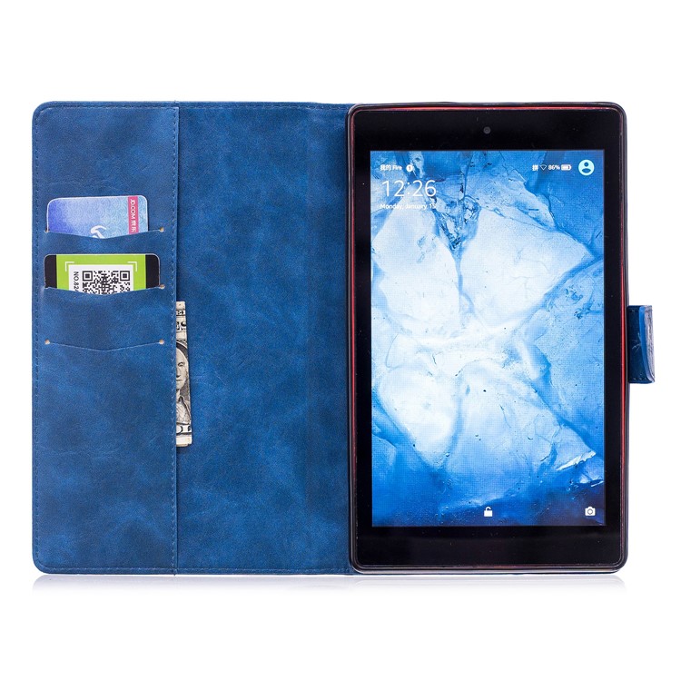 Imprint Panda Wallet Leather Stand Tablet Protective Cover for Amazon All-New Fire HD 8 (2017)/Fire HD 8 (2016) - Blue-9
