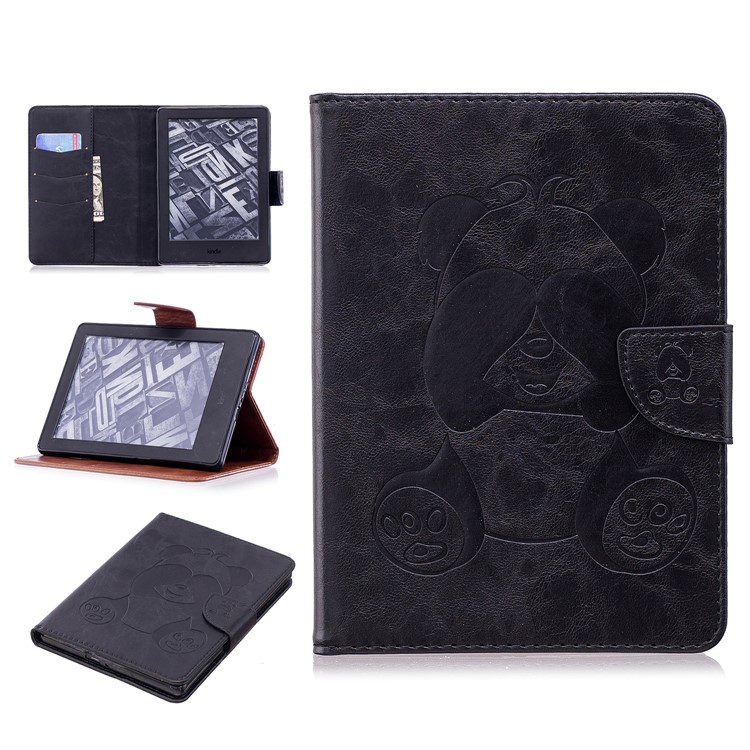 Imprint Panda Wallet Leather Stand Tablet Cover for Amazon Kindle (2016) - Black-1