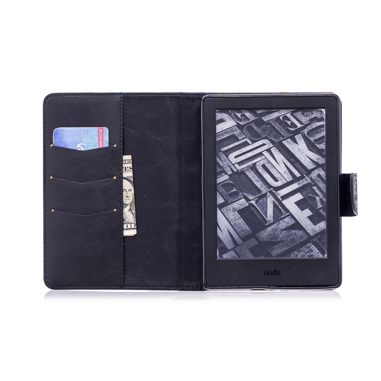 Imprint Panda Wallet Leather Stand Tablet Cover for Amazon Kindle (2016) - Black-9
