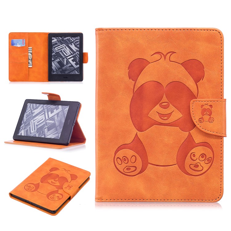 Imprint Panda Wallet Leather Stand Tablet Shell for Amazon Kindle (2016) - Brown-1