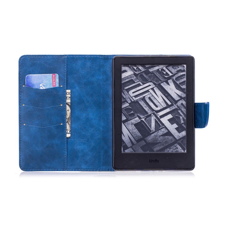Imprint Panda Wallet Leather Stand Tablet Protective Cover for Amazon Kindle (2016) - Blue-9