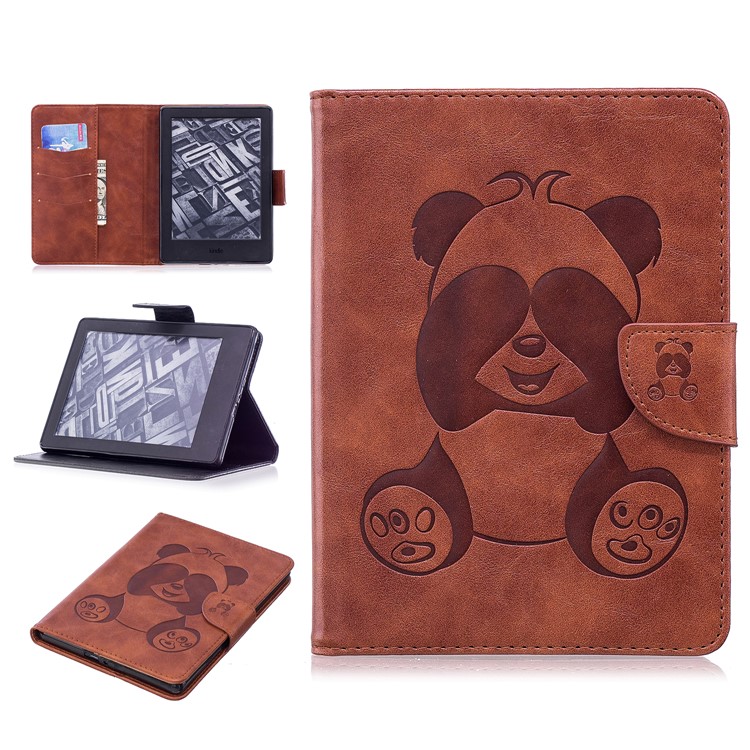 Imprint Panda Wallet Leather Stand Tablet Protective Casing for Amazon Kindle (2016) - Coffee-1