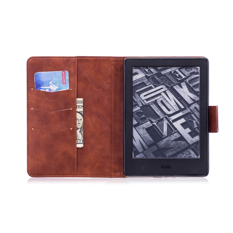 Imprint Panda Wallet Leather Stand Tablet Protective Casing for Amazon Kindle (2016) - Coffee-9