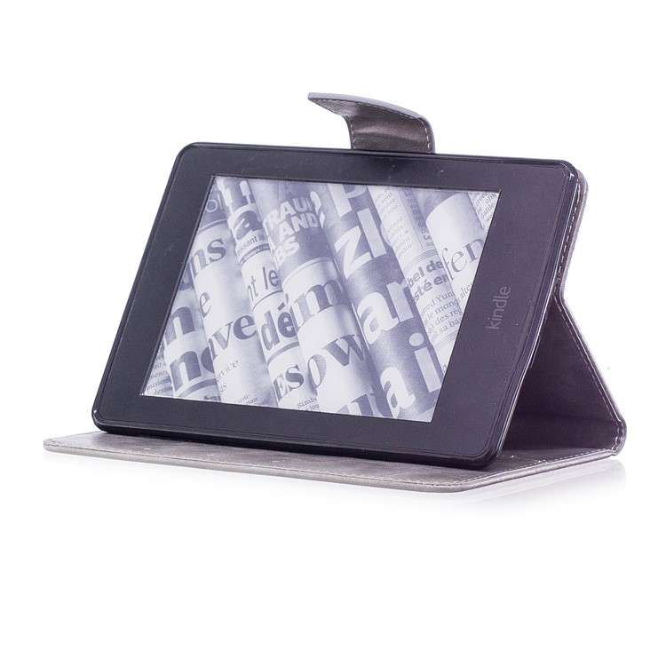 Imprint Panda Wallet Leather Stand Protection Cover for Amazon Kindle Paperwhite 1 2 3 - Grey-6