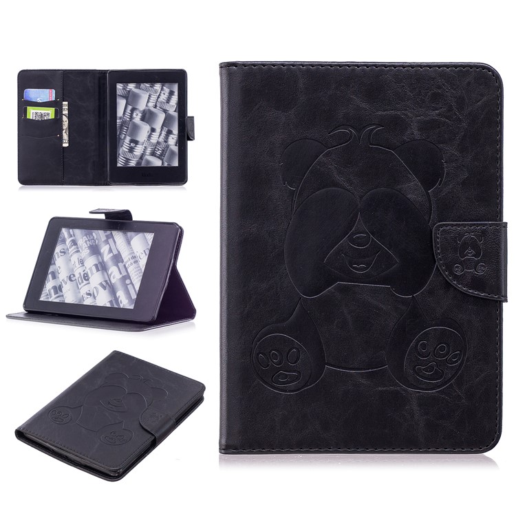 Imprint Panda Wallet Leather Stand Case Accessory for Amazon Kindle Paperwhite 1 2 3 - Black-1