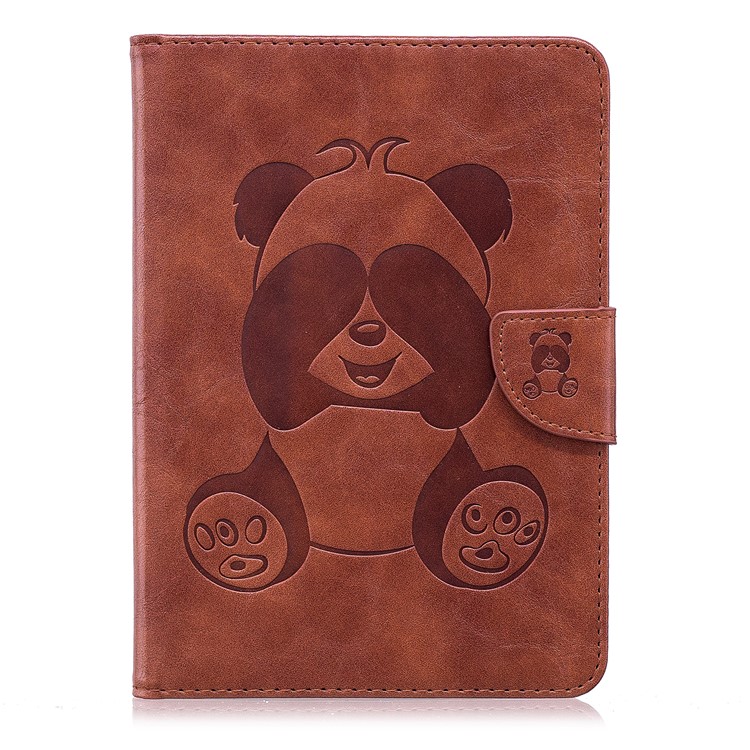 For Amazon Kindle Paperwhite 1 2 3 Imprint Panda Wallet Leather Stand Protective Case Cover - Brown-2