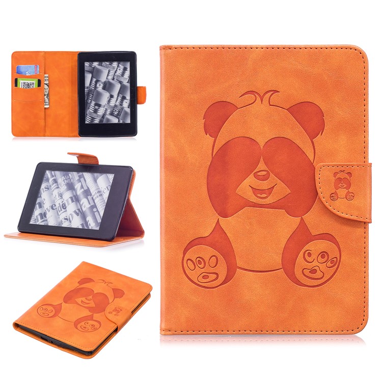 Impressum Panda Brieftasche Lederständer Tablet Case Mit Kartensteckplätzen Für Amazon Kindle Paperwhite 1 2 3 - Orange-1