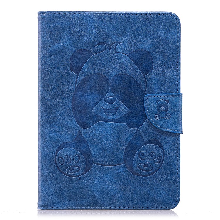 For Amazon Kindle Paperwhite 1 2 3 Imprint Panda Wallet PU Leather Cover with Stand - Blue-2