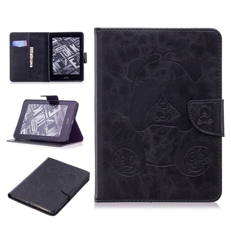 Imprint Panda Wallet Leather Stand Tablet Cover for Amazon Kindle Voyage - Black-1