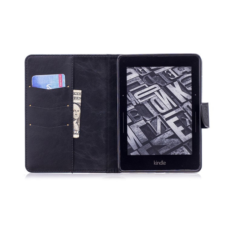 Imprint Panda Wallet Leather Stand Tablet Cover for Amazon Kindle Voyage - Black-9