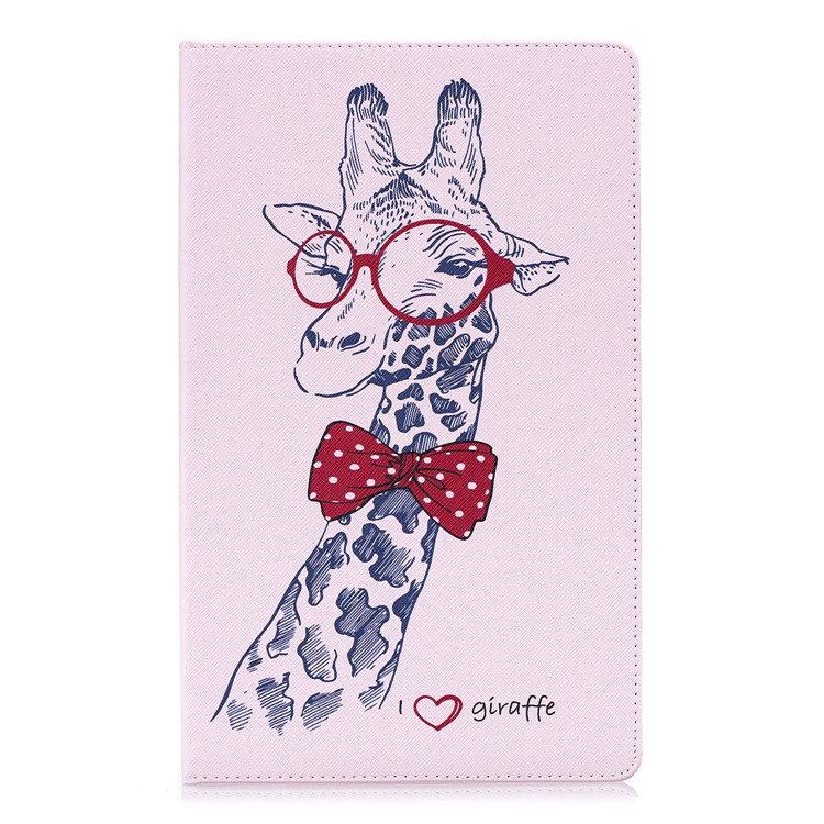 Pattern Printing Wallet Leather Stand Cover for Amazon Fire HD 10 (2017) / (2015) - Adorable Giraffe Wearing Glasses-2