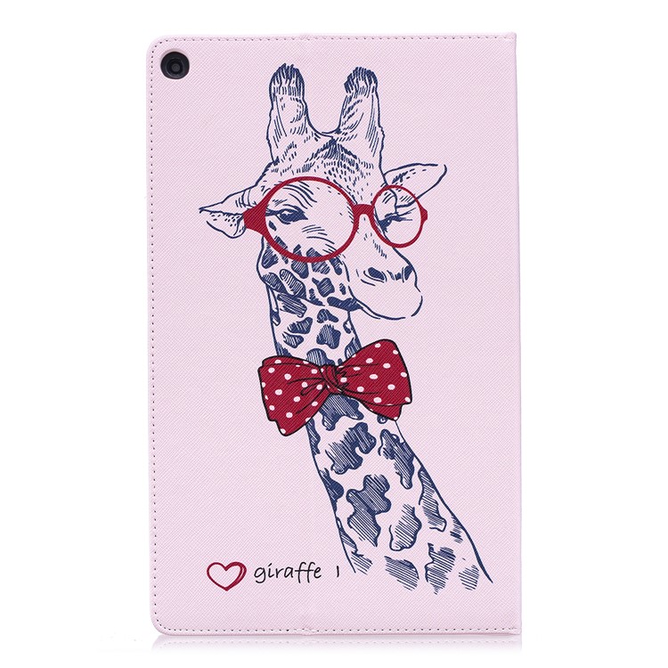 Pattern Printing Wallet Leather Stand Cover for Amazon Fire HD 10 (2017) / (2015) - Adorable Giraffe Wearing Glasses-3