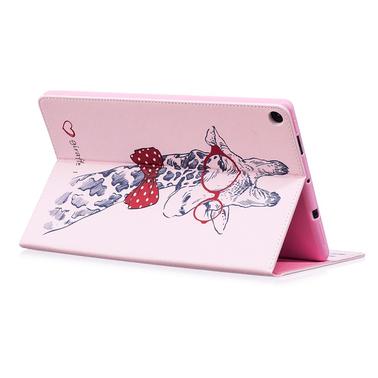 Pattern Printing Wallet Leather Stand Cover for Amazon Fire HD 10 (2017) / (2015) - Adorable Giraffe Wearing Glasses-4