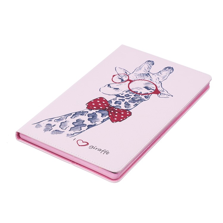 Pattern Printing Wallet Leather Stand Cover for Amazon Fire HD 10 (2017) / (2015) - Adorable Giraffe Wearing Glasses-6