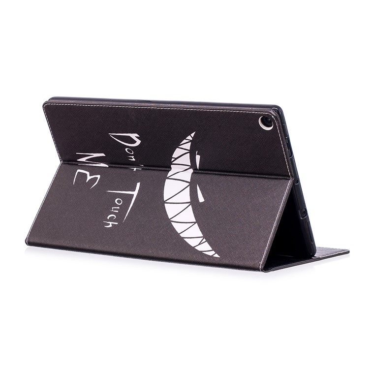 Patterned Leather Wallet Stand Shell for Amazon Fire HD 10 (2017) / (2015) - Do Not Touch Me-4