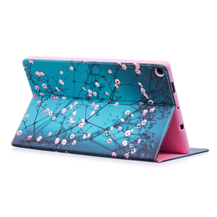 Pattern Printing Leather Wallet Stand Case for Amazon Fire HD 10 (2017) / (2015) - Tree with Flowers-4