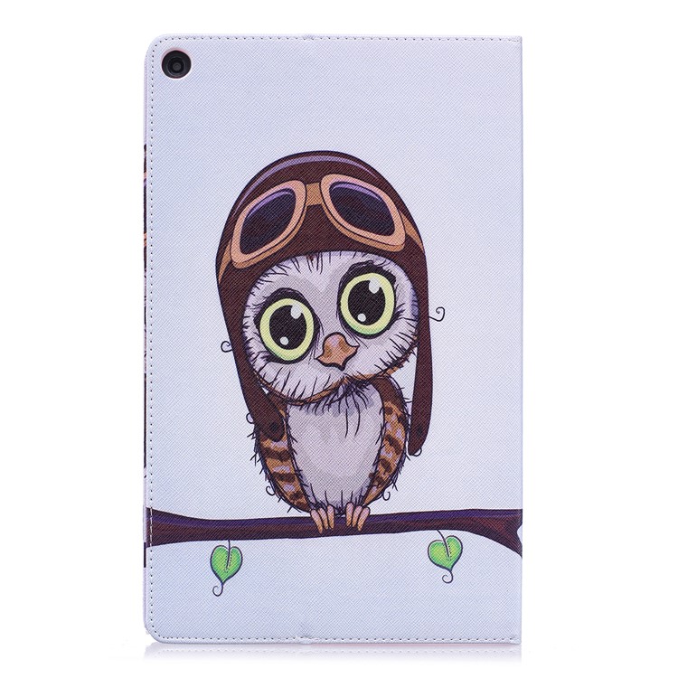 For Amazon Fire HD 10 (2017) / (2015) Pattern Printing Leather Wallet Protective Case - Adorable Owl-3
