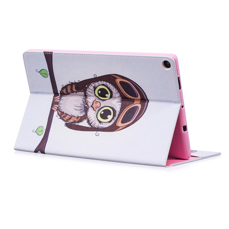 For Amazon Fire HD 10 (2017) / (2015) Pattern Printing Leather Wallet Protective Case - Adorable Owl-4