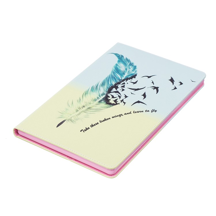 Leather Wallet Patterned Protection Cover with Stand for Amazon Fire HD 10 (2017) / (2015) - Feather Pattern-6