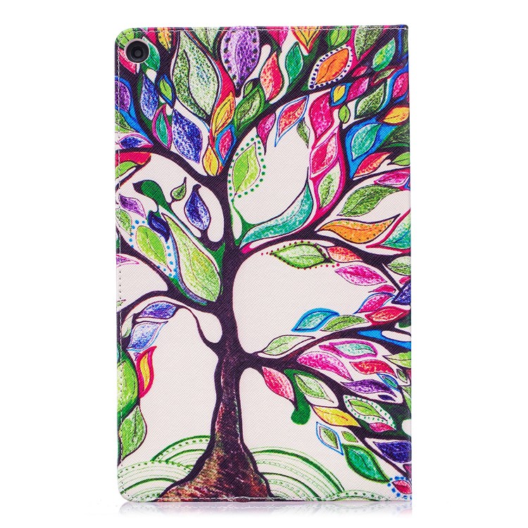 Pattern Printing Leather Wallet Flip Cover for Amazon Fire HD 10 (2017) / (2015) - Colorized Tree-3