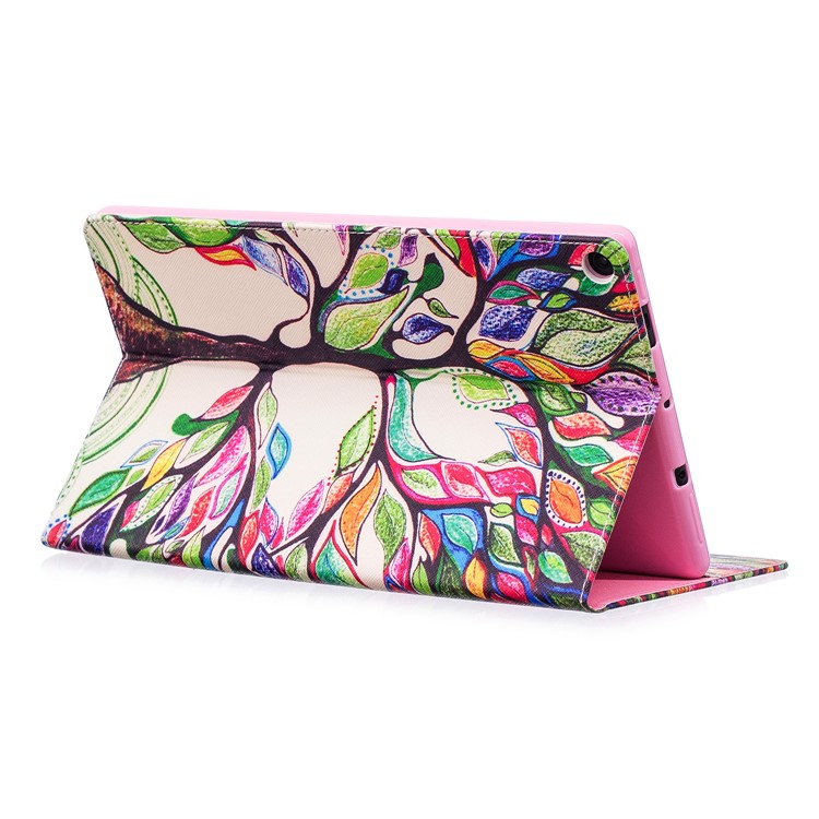Pattern Printing Leather Wallet Flip Cover for Amazon Fire HD 10 (2017) / (2015) - Colorized Tree-4