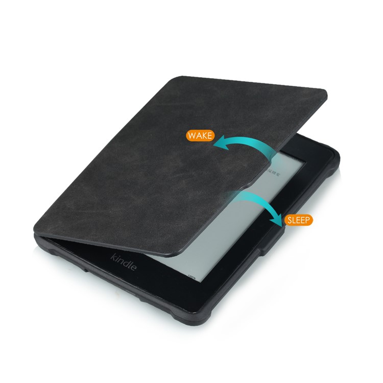 Crazy Horse Texture Anti-shock Leather Flip Case for Amazon Kindle Paperwhite 3/2/1 - Black-5
