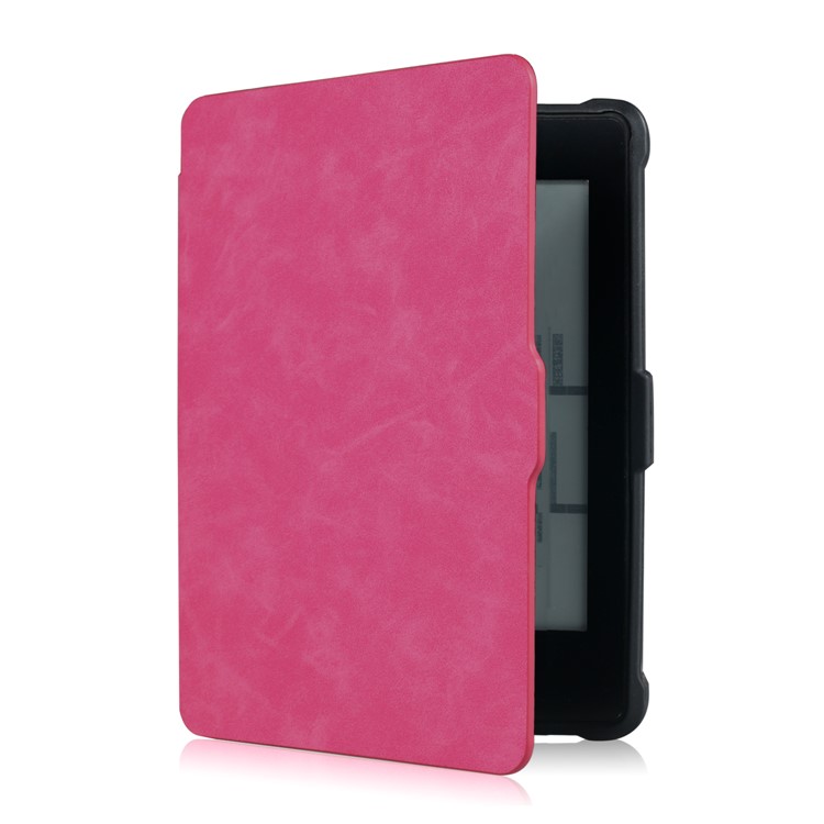 Crazy Horse Texture Anti-shock Leather Flip Cover for Amazon Kindle Paperwhite 3/2/1 - Rose-4