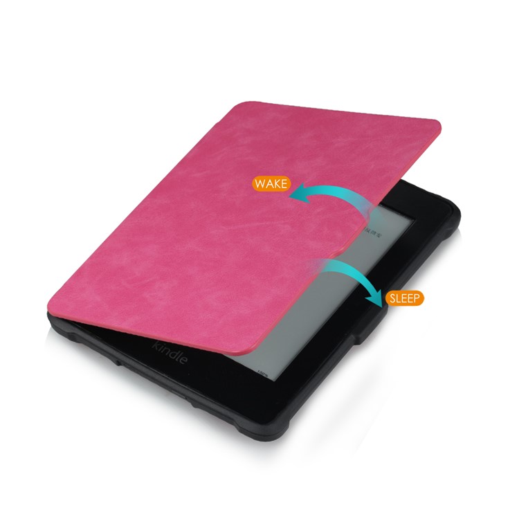Crazy Horse Texture Anti-shock Leather Flip Cover for Amazon Kindle Paperwhite 3/2/1 - Rose-5